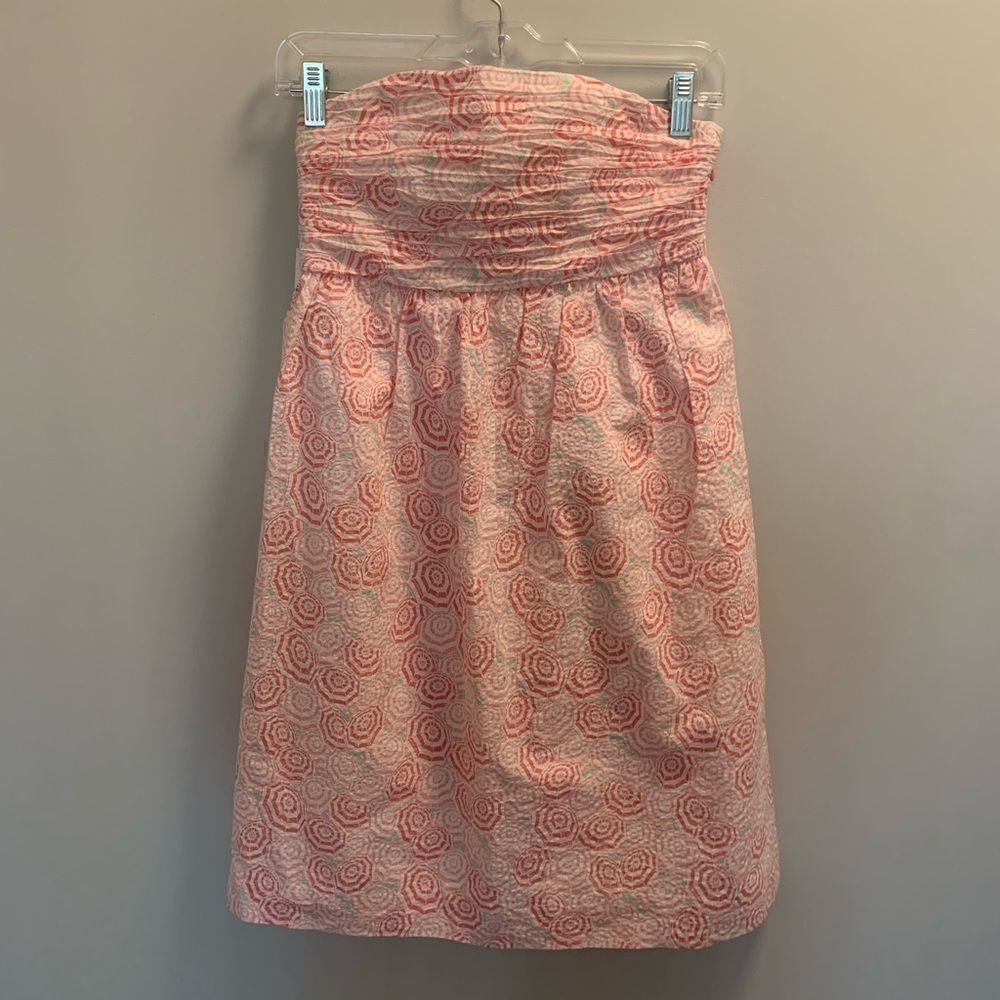 NWT Vineyard Vines size 00 Sanbar Strapless Dress Afternoon Rays Hibiscus